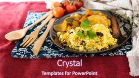  Presentation with couscous - Slides enhanced with traditional moroccan dish couscous chicken background and a  colored foreground