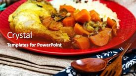  Presentation with couscous - Presentation featuring traditional moroccan dish couscous chicken leg background and a tawny brown colored foreground