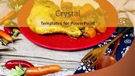  Presentation with couscous - Colorful slides enhanced with traditional-moroccan-dish-couscous-chicken backdrop and a gold colored foreground