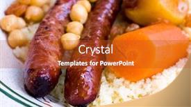  Presentation with couscous - Cool new slide set with traditional moroccan dish - couscous salad with sausage backdrop and a crimson colored foreground