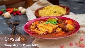  Presentation with couscous - Presentation enhanced with traditional-moroccan-dish-couscous-salad background and a red colored foreground