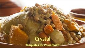  Presentation with couscous - Cool new PPT layouts with traditional moroccan dish with couscous close up on white background backdrop and a tawny brown colored foreground