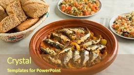  Presentation with sardines - Colorful presentation theme enhanced with traditional moroccan dish with sardines backdrop and a tawny brown colored foreground