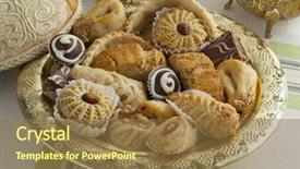  Presentation with traditional culture - Audience pleasing slide set consisting of traditional moroccan festive cookies backdrop and a coral colored foreground