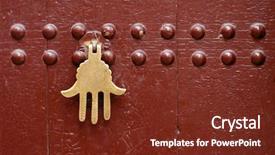  Presentation with old house - PPT theme having traditional moroccan house in marrakech background and a tawny brown colored foreground