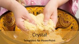  Presentation with moroccan - Audience pleasing slide set consisting of traditional moroccan immigrant woman backdrop and a gold colored foreground