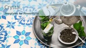  Presentation with moroccan - Presentation design featuring traditional-moroccan-mint-and-sugar background and a sky blue colored foreground