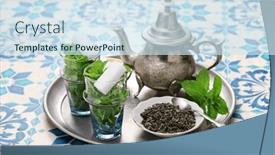  Presentation with moroccan - Presentation having traditional-moroccan-mint-and-sugar background and a sky blue colored foreground
