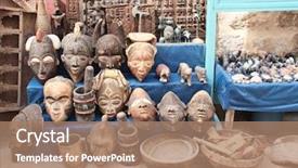  Presentation with north africa - Amazing slide deck having traditional moroccan souvenirs - african masks backdrop and a coral colored foreground