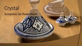  Presentation with morocco patterns traditional - PPT layouts consisting of traditional moroccan tagine and bowls background and a  colored foreground
