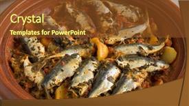  Presentation with sardines - Amazing slide deck having traditional moroccan tagine with sardines backdrop and a tawny brown colored foreground