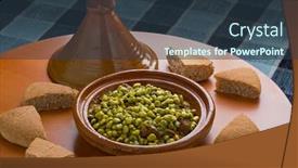  Presentation with broad - Theme with traditional-moroccan-tajine-with-beef background and a tawny brown colored foreground