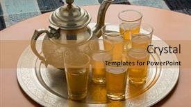  Presentation with tea - Colorful presentation theme enhanced with traditional moroccan tray with teapot backdrop and a  colored foreground
