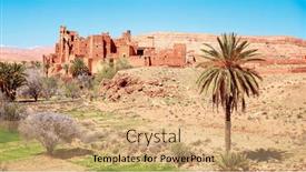  Presentation with ait - PPT theme featuring traditional-moroccan-village-tamedakhte-village background and a coral colored foreground