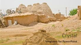  Presentation with fuel - PPT theme featuring traditional mud brick beehive houses background and a yellow colored foreground