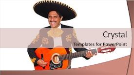  Presentation with traditional music - Slide deck consisting of traditional music - charro mexican mariachi playing guitar background and a soft green colored foreground
