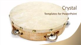  Presentation with tambourine - Beautiful presentation theme featuring traditional music - closeup of a pandereta backdrop and a cream colored foreground