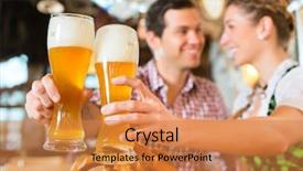  Presentation with traditional music - PPT theme with traditional music - couple drinking wheat beer background and a gold colored foreground