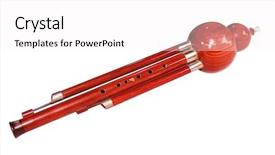  Presentation with traditional music - PPT layouts consisting of traditional music - cucurbit flute with pink background background and a white colored foreground