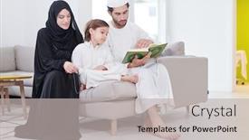  Presentation with children parents - Slides consisting of traditional-muslim-family-parents background and a light gray colored foreground