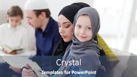  Presentation with children parents - Slides consisting of traditional-muslim-family-parents background and a ocean colored foreground