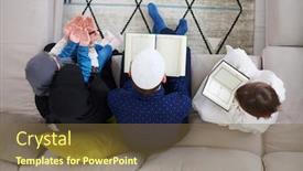  Presentation with muslim family - Audience pleasing PPT layouts consisting of traditional-muslim-family-parents backdrop and a tawny brown colored foreground