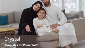  Presentation with muslim family - Slide set enhanced with traditional-muslim-family-parents background and a gray colored foreground