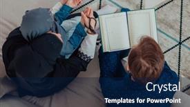  Presentation with quran - Theme enhanced with traditional-muslim-family-parents background and a navy blue colored foreground