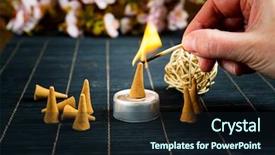  Presentation with incense - Audience pleasing slides consisting of traditional natural incense cones lighting backdrop and a wine colored foreground