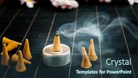  Presentation with incense - Colorful theme enhanced with traditional natural incense cones backdrop and a tawny brown colored foreground