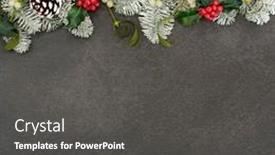  Presentation with christmas border design - PPT theme having traditional-natural-winter-solstice-snow background and a dark gray colored foreground