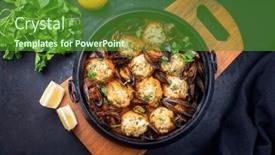  Presentation with fish ball - Theme featuring traditional-norwegian-fish-ball-fiskeboller background and a tawny brown colored foreground