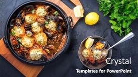  Presentation with fish ball - Slide set featuring traditional-norwegian-fish-ball-fiskeboller background and a wine colored foreground