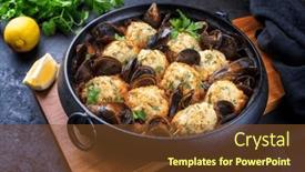  Presentation with fish ball - Theme consisting of traditional-norwegian-fish-ball-fiskeboller background and a tawny brown colored foreground