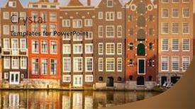  Presentation with old buildings - Presentation theme consisting of traditional old buildings in amsterdam background and a coral colored foreground