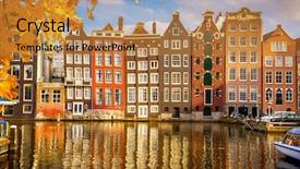  Presentation with old buildings - Amazing PPT theme having traditional old buildings in amsterdam backdrop and a gold colored foreground