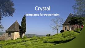  Presentation with gardens - Beautiful theme featuring traditional old house in landscaped gardens marqueyssac france backdrop and a teal colored foreground