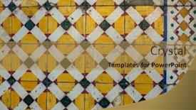  Presentation with wall street - PPT theme featuring traditional-old-tiles-wall background and a yellow colored foreground