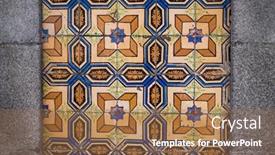 Presentation with ceramic tiles - PPT theme having traditional-old-tiles-wall background and a coral colored foreground