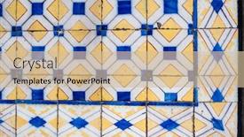  Presentation with wall street - Beautiful presentation theme featuring traditional-old-tiles-wall backdrop and a soft green colored foreground