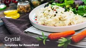  Presentation with fish tutrtle - Amazing theme having traditional parmentier of fish with chives backdrop and a dark gray colored foreground