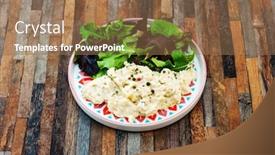  Presentation with traditional - Beautiful presentation theme featuring traditional-parmentier-of-fish backdrop and a coral colored foreground