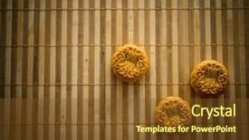  Presentation with traditional chinese character - Theme consisting of traditional pastry mooncakes is eaten background and a tawny brown colored foreground