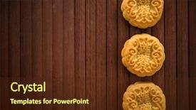  Presentation with traditional chinese character - Slides having traditional pastry mooncakes is offered background and a  colored foreground