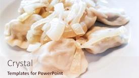  Presentation with traditional - Presentation design enhanced with traditional-polish-dumplings-pierogi-polish background and a lemonade colored foreground