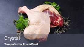  Presentation with duck - Slide set enhanced with traditional-raw-gourmet-duck-leg background and a dark gray colored foreground