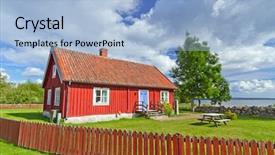  Presentation with swedish - Audience pleasing slide set consisting of traditional red swedish cottage house backdrop and a  colored foreground