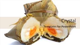  Presentation with rice congee - Presentation theme enhanced with traditional rice dumplings background and a yellow colored foreground