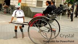  Presentation with rickshaw - Slide deck enhanced with traditional-rickshaw-in-asakusa-tokyo background and a coral colored foreground