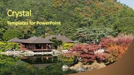  Presentation with traditional japan - Cool new presentation theme with traditional ritsurin garden in japan backdrop and a tawny brown colored foreground